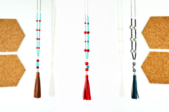 Diy collier pompon cuir