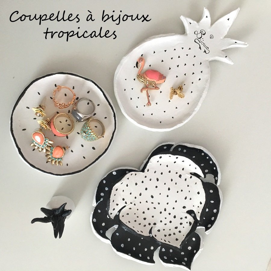Coupelles a bijoux tropicales et graphiques