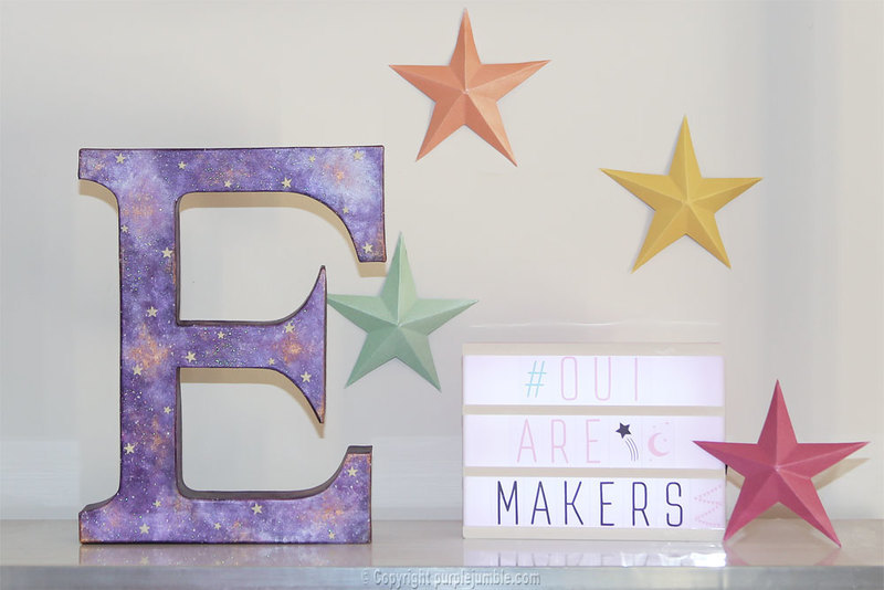 Lettre carton galaxie oui are makers fini