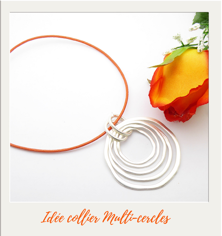 Pendentif multi cercle couleur argentee idee collier multi cercles